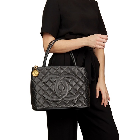 CHANEL Handbags - Chanel Caviar Quilted Medallion Tote Black